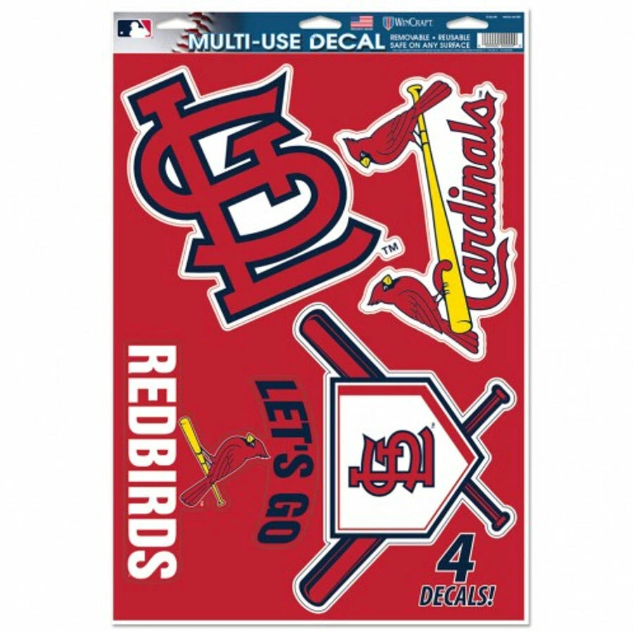 MLB St Louis Cardinal 11" x 17" Ultra Decals/Multi-Use Decals 4ct Sheet WinCraft - Image 1 of 1