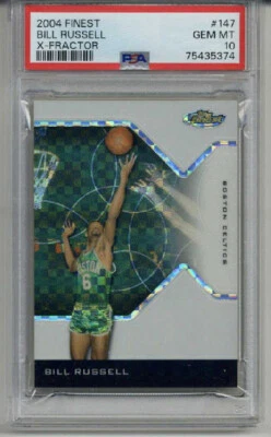 2004 TOPPS FINEST X-FRACTOR #44 BILL RUSSELL CARD /199 CELTICS PSA 10 LOW POP - Image 1 of 2