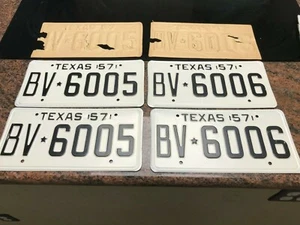 RESTORED Texas 1957 CONSECUTIVE license plates, Total of 4 plated Estate Sale - Picture 1 of 4