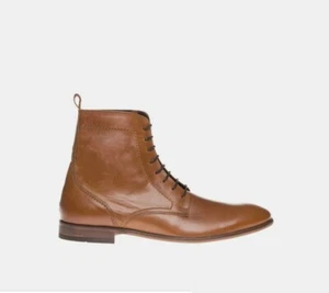 H by Hudson Songsmith Calfskin Mens Lace Ups Brown Leather Ankle Boots NEW - Picture 1 of 4