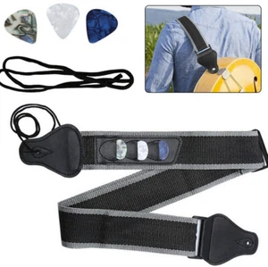 Plektrumhalter aus Nylon mit Gitarrengurt und 3 Plektren für E-Akustikgitarre - Picture 1 of 10