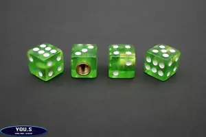 4 Piece Green Dice Valve Caps for Cars Car Truck Motorcycle New - Picture 1 of 1