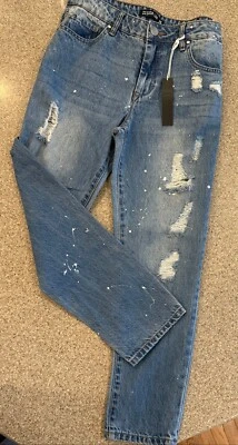 LABORATORIO DE DISEÑO para Lord & Taylor ¡Nuevo! Jeans azules desgastados/pintura salpicaduras nuevos con etiquetas talla 29 Foto 1 de 4