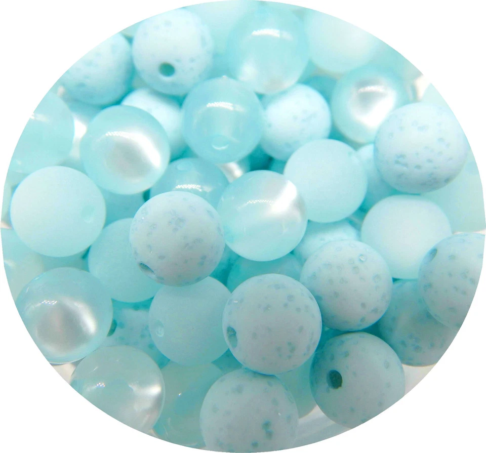 30 PolarisPerlen 10mm Oberflächen Mix  matt glänzend Gala Sweet Hell Türkis - Bild 1 von 1