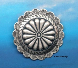 #5030 LARGE ANTIQUED STERLING SILVER PLATED CONCHO STYLE PIN - 1 Pc - Picture 1 of 2