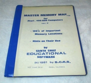 **RARE** Vintage 1981 ATARI 400/800 MASTER MEMORY MAP Manual Santa Cruz Software - Picture 1 of 3