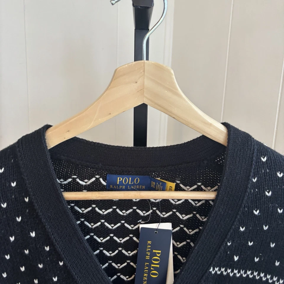Polo Ralph Lauren Nuevo con Etiquetas Copo de Nieve Negro Algodón Cachemira Fair Isle Cárdigan Hombres 3XB Foto 1 de 4