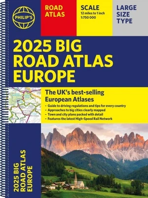 2025 Philip's Big Road Atlas of Europe by Philip's Maps (Spiral bound) - Image 1 of 2