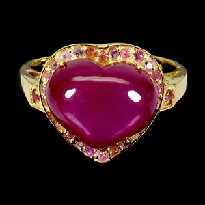 925 Sterling Silver Ring Heart Ruby 14x11mm Natural Gemstone Jewelry Size 9 - Picture 1 of 13