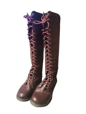 Botas de combate fivela casual couro ecológico moda equitação joelho alto com cadarço - Imagem 1 de 4