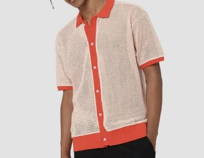 Camisa Polo Obey Grove Abotonada Para Hombres L Rosa Arcilla Manga Corta 100% Algodón Informal Foto 1 de 4