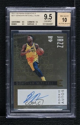 2017-18 Panini Essentials 24/99 Donovan Mitchell BGS 9.5 GEM MINT Rookie Auto RC - Image 1 of 3