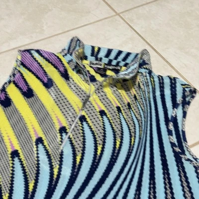 Camisa Jamie Sadock Para Mujer 2XL Azul Multi Sin Mangas Cuarto Cremallera Golf Cuello Simulado Foto 1 de 4