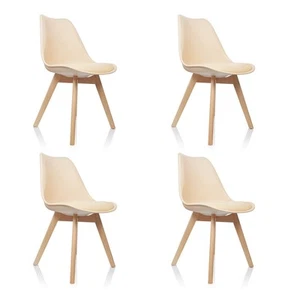Esszimmerstühle 4er Set Küchenstuhl Schalenstuhl Kunststoffstühle Retro Stuhl PU - Bild 1 von 10