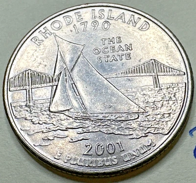 2001 P Rhode Island State Quarter 25C 1648X - Image 1 of 3
