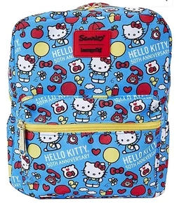 Loungefly X Sanrio Hello Kitty 50th All-Over Print Nylon Mini Backpack Bag - Picture 1 of 4