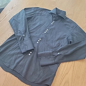 Bogosse Men's Button Down Shirt Long Sleeve Cotton Black Size 3 Made In Turkey - Picture 1 of 12