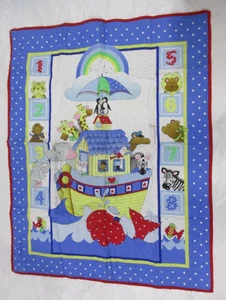 Handmade Baby Quilted Blanket - Noah's Ark - 41" x 33.25" - Picture 1 of 6
