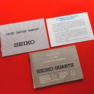 Seiko A904 Watch Instructions & Warranty BLANK Card Booklet LCD Alarm Chrono - Picture 1 of 9