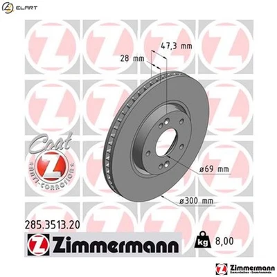 2x BRAKE DISC 285.3513.20 FOR HYUNDAI VELOSTER AZERA AVANTE i30/II ELANTRA/GT - Image 1 of 4