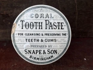 59581 Old Vintage Antique Printed Ironstone Tooth Paste Pot Lid Birmingham Snape - Picture 1 of 15