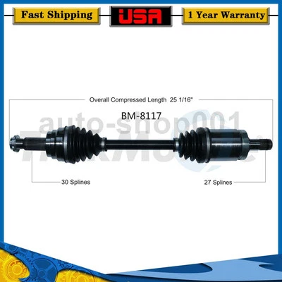 Eixo dianteiro esquerdo CV junta eixo para BMW X5 AWD 4.8L 2009 2008 2007 - Imagem 1 de 2