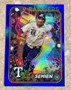 2024 Topps Holiday Marcus Semien #H116 Blue Metallic Texas Rangers - Picture 1 of 2