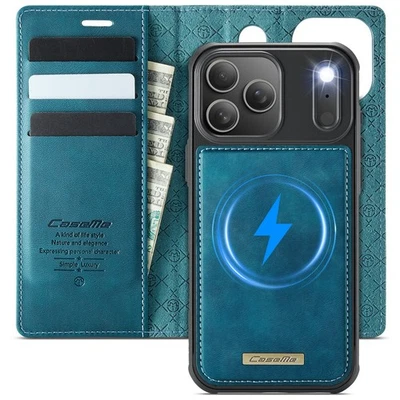 CASEME Funda protectora de cuero desmontable 2 en 1 + MagSafe Cover para iPhone 15 16 17 Pro Max