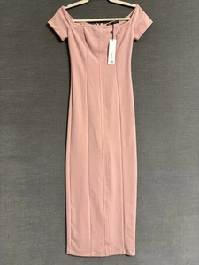 Zara Dress Small Pink Off Shoulder Maxi Fitted Elegant Party Formal Bodycon New - Picture 1 of 12