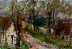 Impressionist landscape signed oil painting on board - Picture 1 of 4