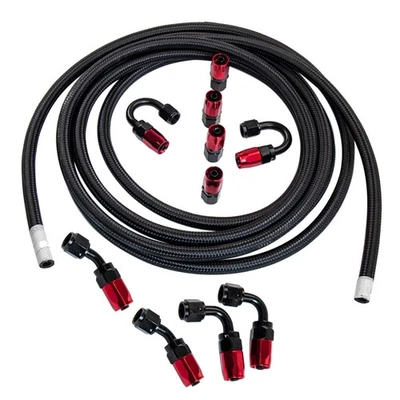 Tubería de combustible de aceite trenzada de acero inoxidable AN6 6AN 5M 16 pies y manguera de montaje - Imagen 1 de 4