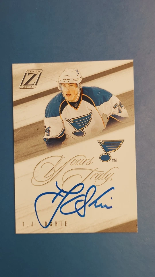 T.J. Oshie Hard Auto Panini Zenith Hockey 2011  Autographed St. Louis Blues - Image 1 of 4