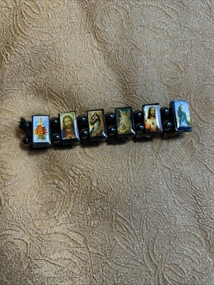 Pulsera de hematita magnética elástica vintage de santos y ángeles usada en excelente estado Foto 1 de 4