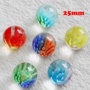 Flower Glow Glass Beads 25mm Decorative Sphere Glass Toy Ball Multi-color - Picture 1 of 10