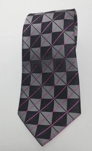 VERSA Tie Mens Neckwear Black White Pink Gemetric Diamonds Stripes Classic 1954 - Picture 1 of 6