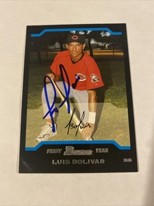 LUIS BOLIVAR Autographed Signed 2004 Bowman Baseball card #208 Cincinnati Reds