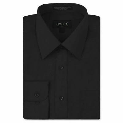 NEW Omega Italy Men's Dress Shirt Long Sleeve Solid Color Regular Fit 15 Colors - Image 1 of 2
