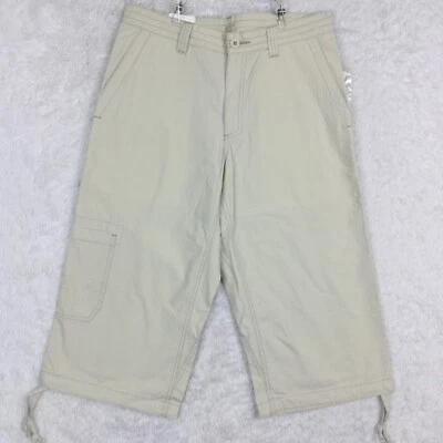 Pantalones de mujer Calvin Klein Capri pierna ancha carga marfil tiro medio solapa bolsillo 29 nuevos Foto 1 de 4