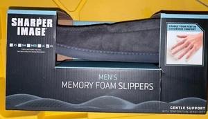 Sharper Image Memory Foam Slippers Gray Men 11-12 Women 12-13 House Shoes XL NIB - Picture 1 of 5