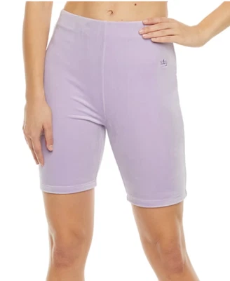 Pantalones cortos de bicicleta Juicy By Juicy Couture de terciopelo de tiro alto para mujer talla XS lila cielo Foto 1 de 4