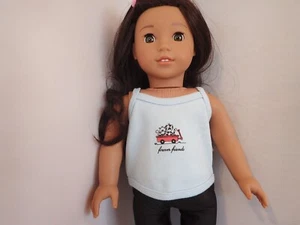 Camiseta sin mangas azul Forever Friends se adapta a muñeca American Girl de 18 pulgadas - Imagen 1 de 2