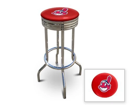 Bar Stool 24" Tall MLB Swivel Seat Backless Chrome Finish w/ Baseball Team Logo  - Image 1 of 1
