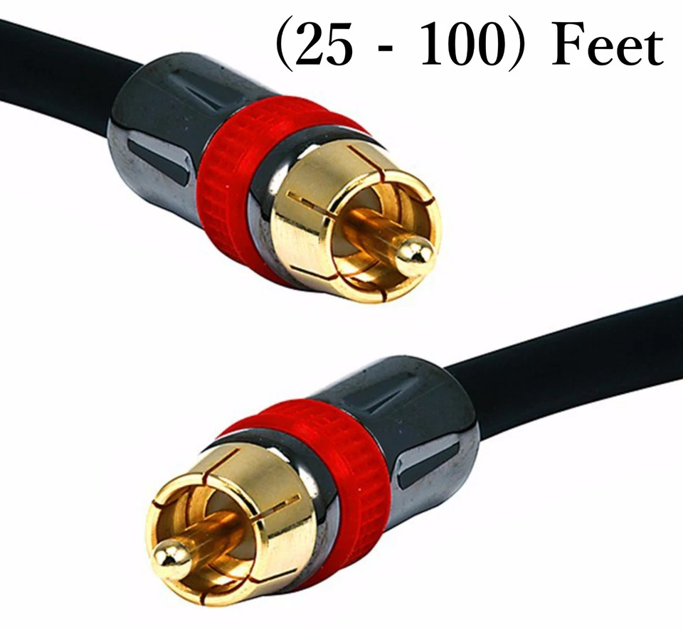 Digital RCA 75-Ohm Coaxial RG6 Audio Cable for S/PDIF Surround Sound & Subwoofer - Image 1 of 1