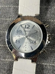 Style & Co White Leather Band Faux Chronograph Style Quartz Ladies Watch - Picture 1 of 7