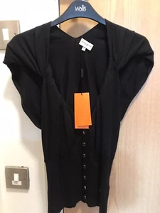 Karen Millen Size 12 (3) Black Knit jumper with buttons New with tags BNWT - Picture 1 of 9