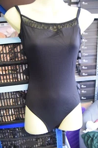 Schwarz Bloch geraffte Spitze breiter Träger Camisole Turnanzug - alle Größen L8617 - Bild 1 von 4