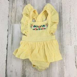 Baby Essentials Sz 6 M Girls Yellow Gauze Sunsuit Bubble Romper - Picture 1 of 9