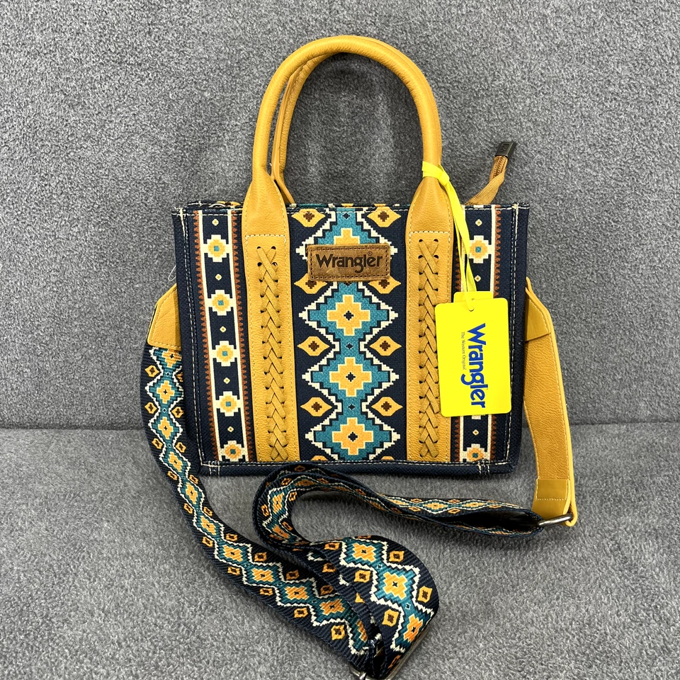 Wrangler Ladies Southwestern Small Mustard Crossbody Tote Bag WG2203-8120SMST