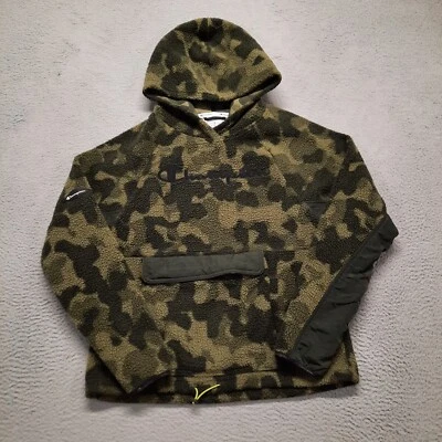 Champion Hoodie Women's Medium Green Camo Pullover Sherpa Fleece Deep Pile - Image 1 of 4