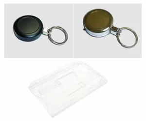 Heavy Duty Retractable Reel With Security Enclosed Holder For 2 Cards - FREE P&P - Picture 1 of 3